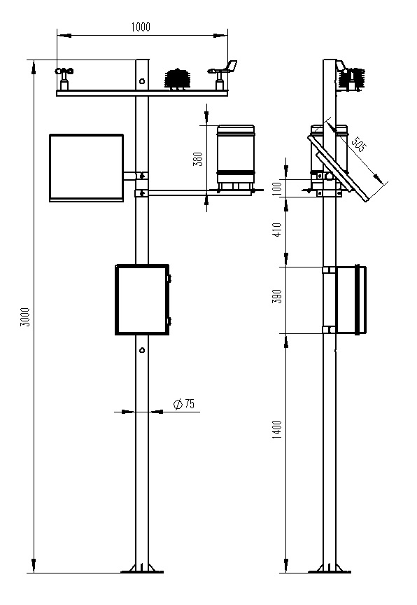 農業小型氣象站產品尺寸圖